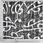 Aotearoa Maori Kowhaiwhai Shower Curtain Kiwikiwi Puhoro and Patiki