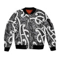 Aotearoa Maori Kowhaiwhai Sleeve Zip Bomber Jacket Kiwikiwi Puhoro and Patiki