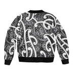 Aotearoa Maori Kowhaiwhai Sleeve Zip Bomber Jacket Kiwikiwi Puhoro and Patiki