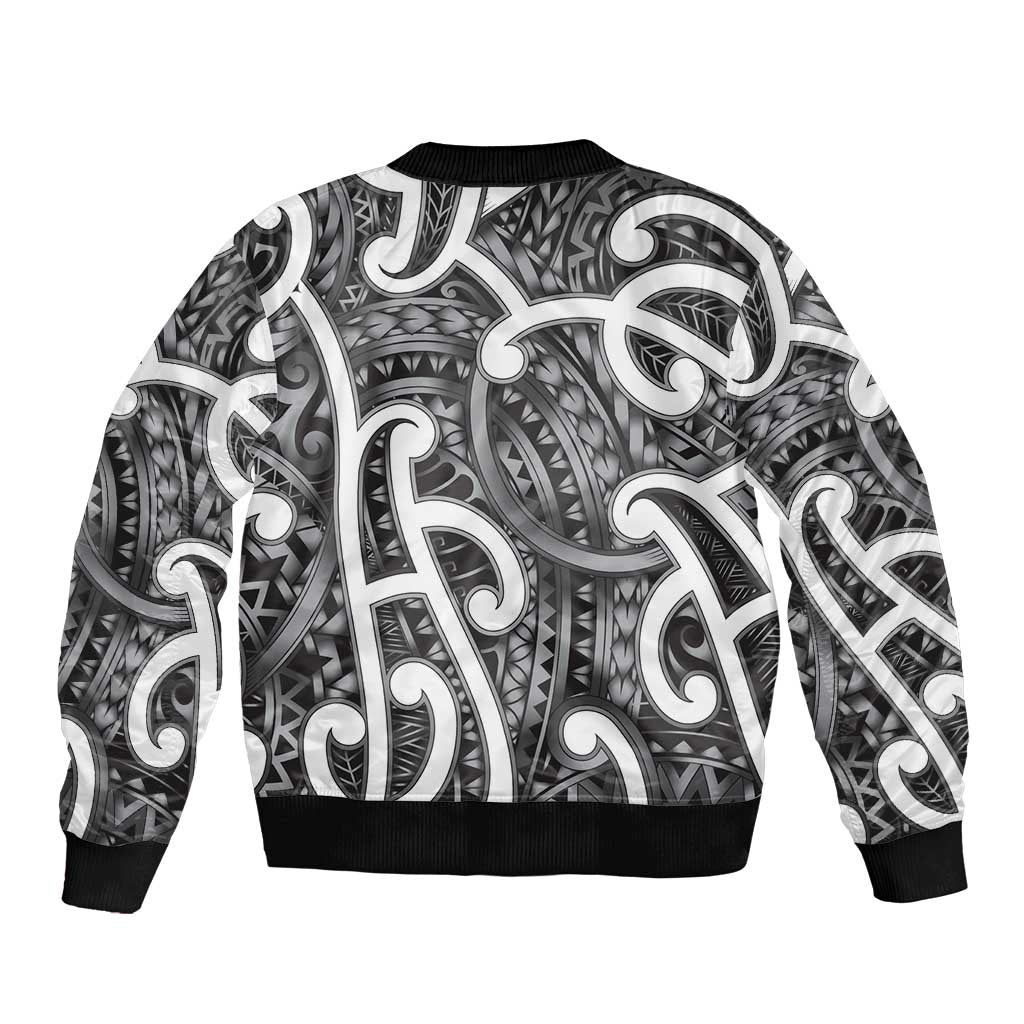Aotearoa Maori Kowhaiwhai Sleeve Zip Bomber Jacket Kiwikiwi Puhoro and Patiki
