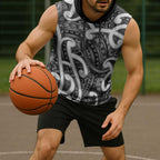Aotearoa Maori Kowhaiwhai Sleeveless Hoodie Kiwikiwi Puhoro and Patiki