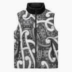 Aotearoa Maori Kowhaiwhai Sleeveless Puffer Jacket Kiwikiwi Puhoro and Patiki