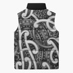 Aotearoa Maori Kowhaiwhai Sleeveless Puffer Jacket Kiwikiwi Puhoro and Patiki