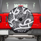 Aotearoa Maori Kowhaiwhai Spare Tire Cover Kiwikiwi Puhoro and Patiki