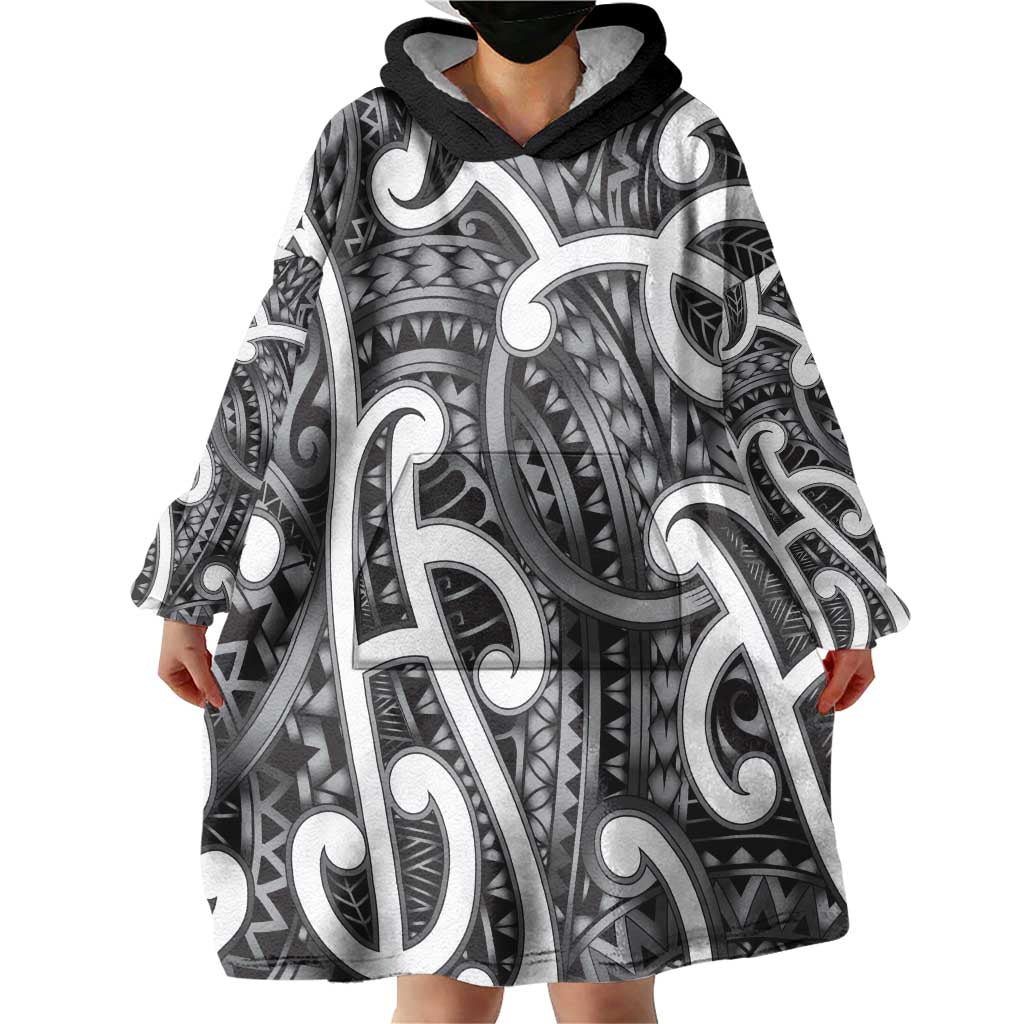 Aotearoa Maori Kowhaiwhai Wearable Blanket Hoodie Kiwikiwi Puhoro and Patiki