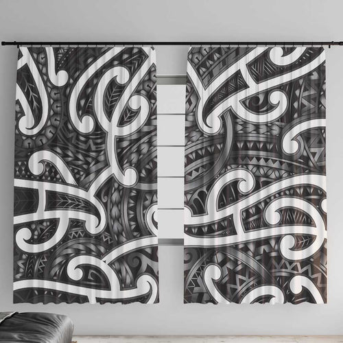 Aotearoa Maori Kowhaiwhai Window Curtain Kiwikiwi Puhoro and Patiki