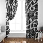 Aotearoa Maori Kowhaiwhai Window Curtain Kiwikiwi Puhoro and Patiki