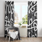 Aotearoa Maori Kowhaiwhai Window Curtain Kiwikiwi Puhoro and Patiki