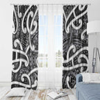 Aotearoa Maori Kowhaiwhai Window Curtain Kiwikiwi Puhoro and Patiki