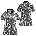 Aotearoa Maori Kowhaiwhai Women Polo Shirt Kiwikiwi Puhoro and Patiki