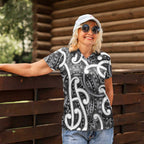 Aotearoa Maori Kowhaiwhai Women Polo Shirt Kiwikiwi Puhoro and Patiki