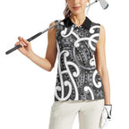 Aotearoa Maori Kowhaiwhai Women Sleeveless Polo Shirt Kiwikiwi Puhoro and Patiki