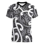 Aotearoa Maori Kowhaiwhai Women V-Neck T-Shirt Kiwikiwi Puhoro and Patiki