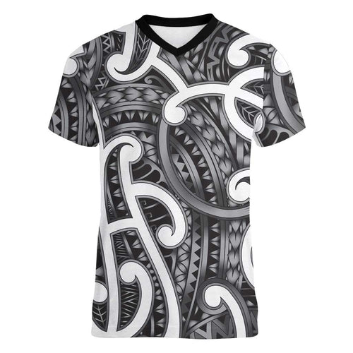 Aotearoa Maori Kowhaiwhai Women V-Neck T-Shirt Kiwikiwi Puhoro and Patiki