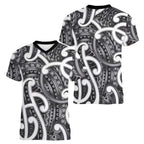 Aotearoa Maori Kowhaiwhai Women V-Neck T-Shirt Kiwikiwi Puhoro and Patiki