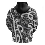 Aotearoa Maori Kowhaiwhai Zip Hoodie Kiwikiwi Puhoro and Patiki