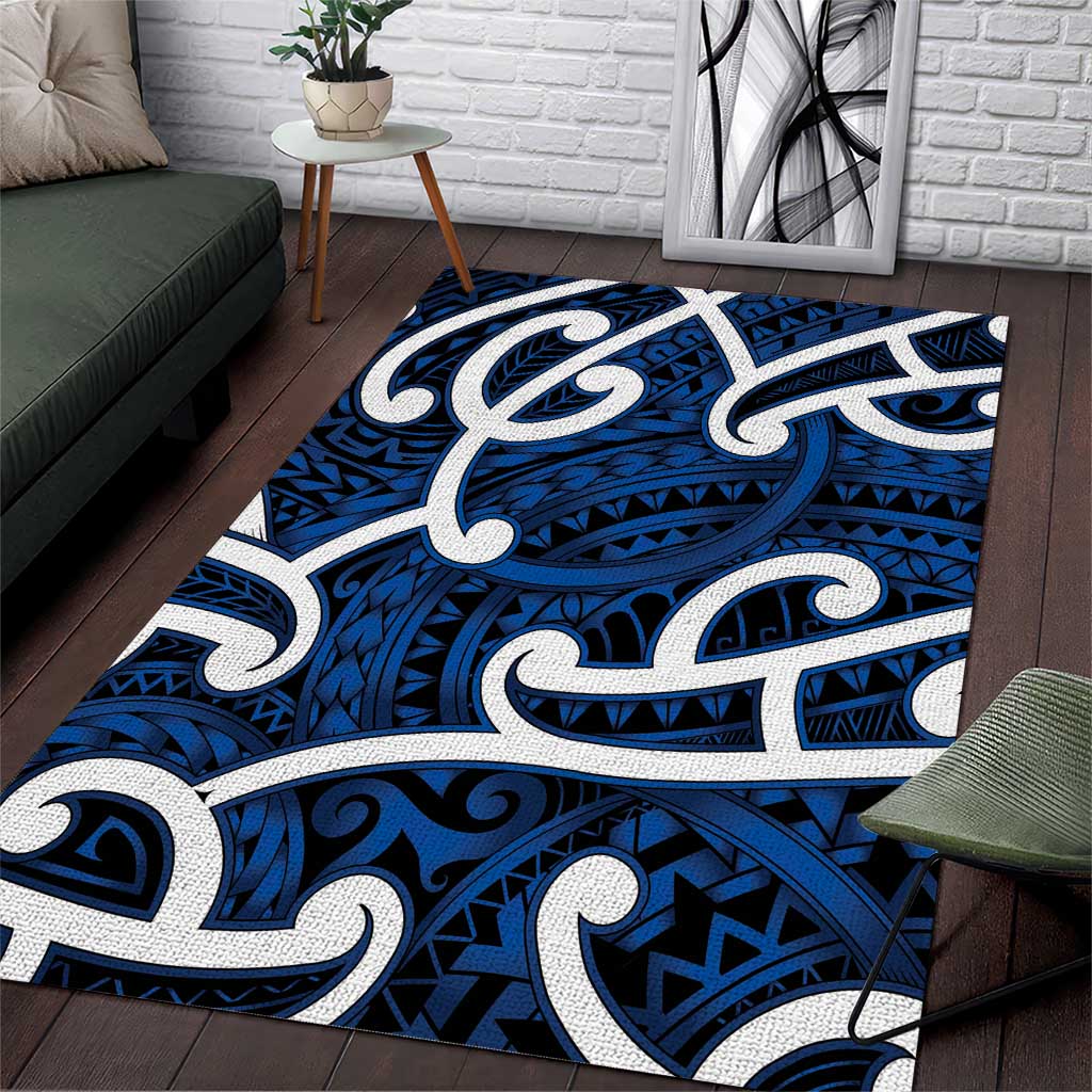 Aotearoa Maori Kowhaiwhai Area Rug Kikorangi Puhoro and Patiki