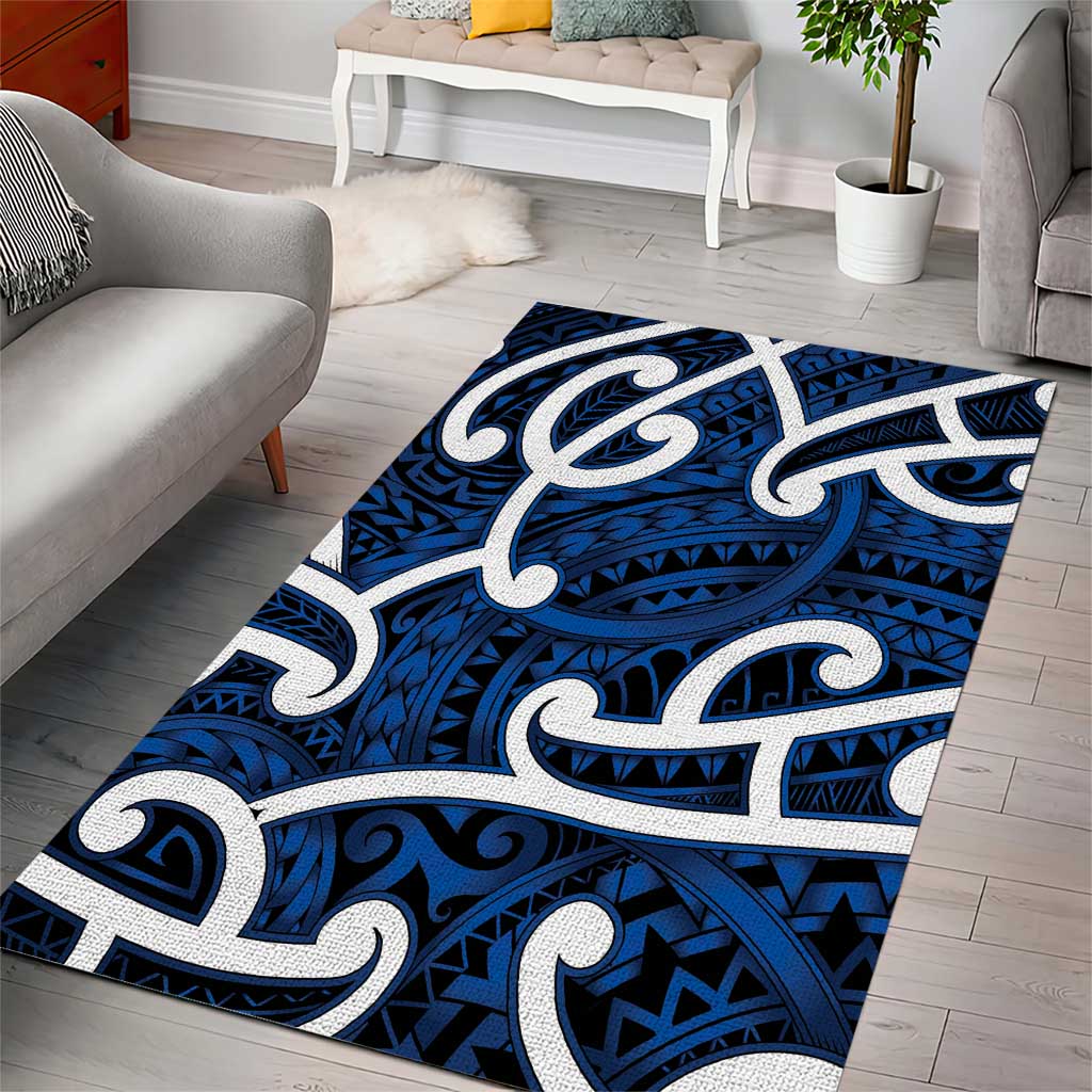 Aotearoa Maori Kowhaiwhai Area Rug Kikorangi Puhoro and Patiki