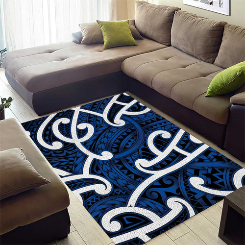 Aotearoa Maori Kowhaiwhai Area Rug Kikorangi Puhoro and Patiki