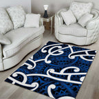 Aotearoa Maori Kowhaiwhai Area Rug Kikorangi Puhoro and Patiki