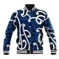 Aotearoa Maori Kowhaiwhai Baseball Jacket Kikorangi Puhoro and Patiki