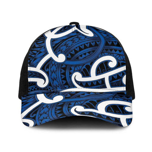 Aotearoa Maori Kowhaiwhai Baseball Net Cap Kikorangi Puhoro and Patiki