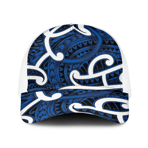 Aotearoa Maori Kowhaiwhai Baseball Net Cap Kikorangi Puhoro and Patiki
