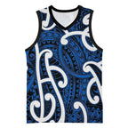 Aotearoa Maori Kowhaiwhai Basketball Jersey Kikorangi Puhoro and Patiki