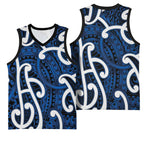 Aotearoa Maori Kowhaiwhai Basketball Jersey Kikorangi Puhoro and Patiki