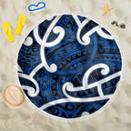 Aotearoa Maori Kowhaiwhai Beach Blanket Kikorangi Puhoro and Patiki
