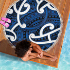 Aotearoa Maori Kowhaiwhai Beach Blanket Kikorangi Puhoro and Patiki