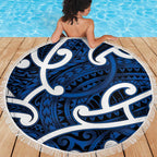 Aotearoa Maori Kowhaiwhai Beach Blanket Kikorangi Puhoro and Patiki