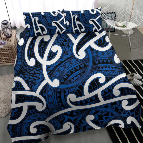 Aotearoa Maori Kowhaiwhai Bedding Set Kikorangi Puhoro and Patiki
