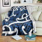 Aotearoa Maori Kowhaiwhai Blanket Kikorangi Puhoro and Patiki