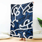Aotearoa Maori Kowhaiwhai Blanket Kikorangi Puhoro and Patiki