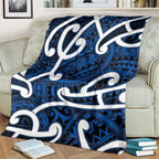 Aotearoa Maori Kowhaiwhai Blanket Kikorangi Puhoro and Patiki