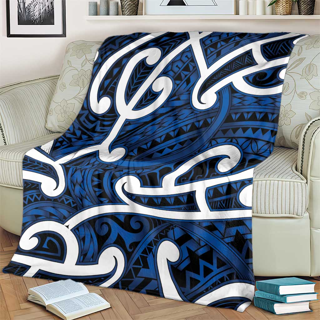 Aotearoa Maori Kowhaiwhai Blanket Kikorangi Puhoro and Patiki