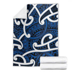 Aotearoa Maori Kowhaiwhai Blanket Kikorangi Puhoro and Patiki