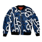 Aotearoa Maori Kowhaiwhai Bomber Jacket Kikorangi Puhoro and Patiki