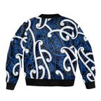 Aotearoa Maori Kowhaiwhai Bomber Jacket Kikorangi Puhoro and Patiki
