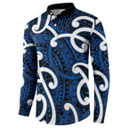 Aotearoa Maori Kowhaiwhai Button Sweatshirt Kikorangi Puhoro and Patiki