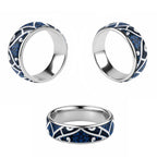 Aotearoa Maori Kowhaiwhai Classic Ring Kikorangi Puhoro and Patiki