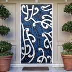 Aotearoa Maori Kowhaiwhai Door Cover Kikorangi Puhoro and Patiki