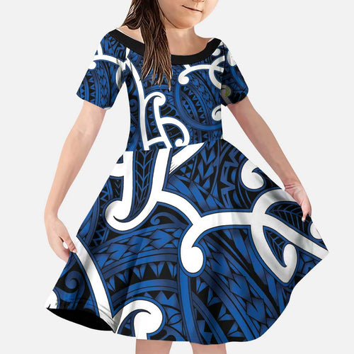 Aotearoa Maori Kowhaiwhai Family Matching Long Sleeve Bodycon Dress and Hawaiian Shirt Kikorangi Puhoro and Patiki