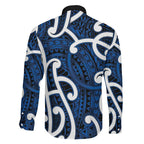 Aotearoa Maori Kowhaiwhai Family Matching Mermaid Dress and Hawaiian Shirt Kikorangi Puhoro and Patiki