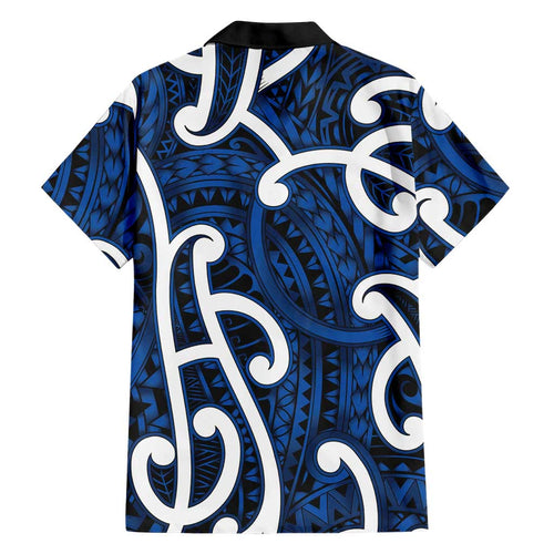 Aotearoa Maori Kowhaiwhai Family Matching Off Shoulder Maxi Dress and Hawaiian Shirt Kikorangi Puhoro and Patiki