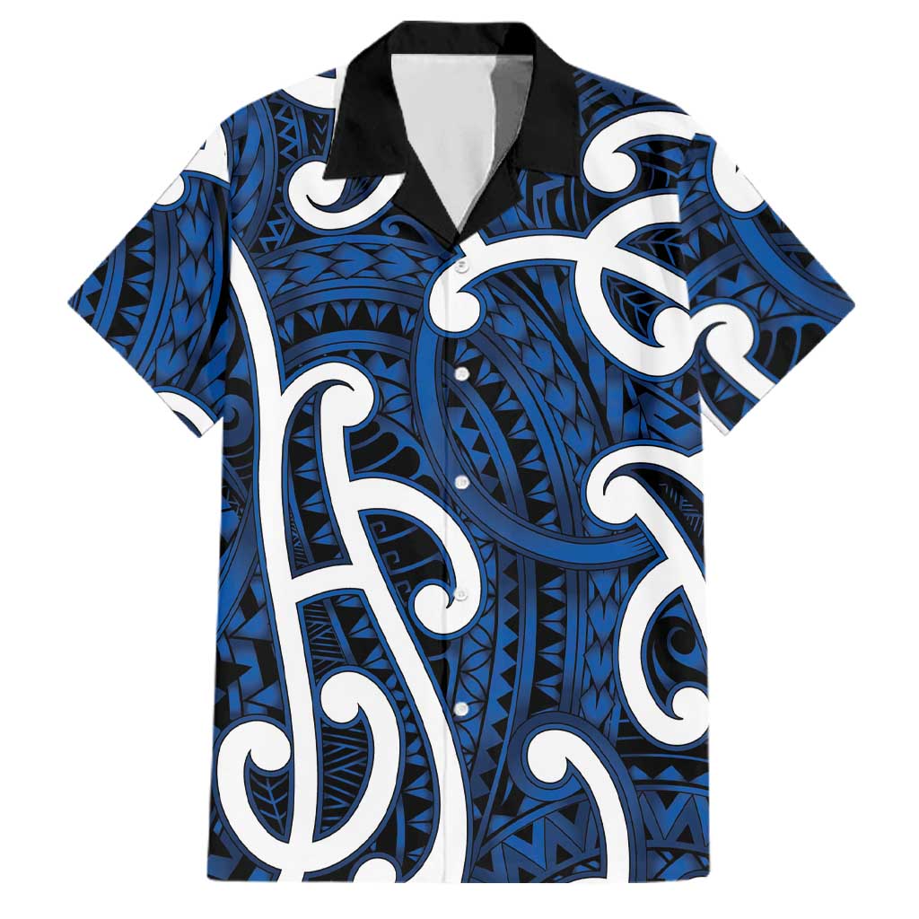 Aotearoa Maori Kowhaiwhai Family Matching Off Shoulder Short Dress and Hawaiian Shirt Kikorangi Puhoro and Patiki