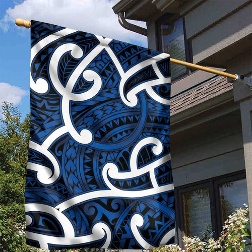 Aotearoa Maori Kowhaiwhai Garden Flag Kikorangi Puhoro and Patiki