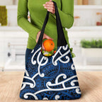Aotearoa Maori Kowhaiwhai Grocery Bag Kikorangi Puhoro and Patiki