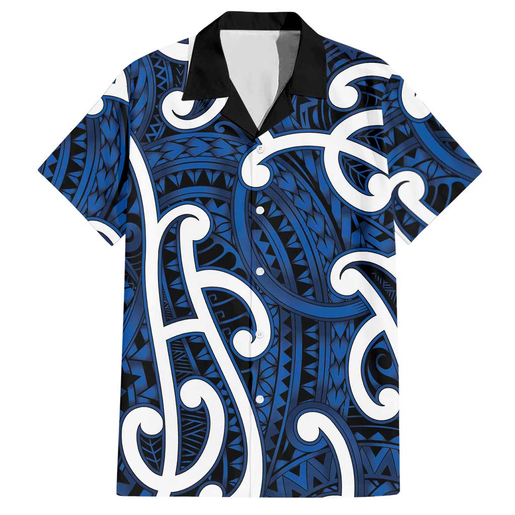 Aotearoa Maori Kowhaiwhai Hawaiian Shirt Kikorangi Puhoro and Patiki